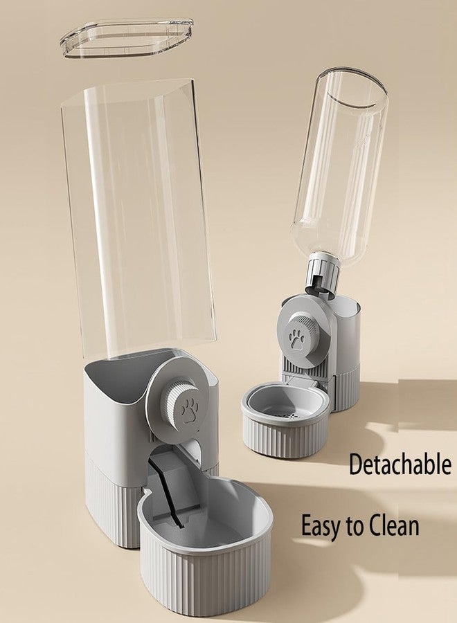 أوعية طعام معلقة قابلة لإعادة التعبئة، أوعية طعام للحيوانات الأليفة (كلاب وقطط)، أوعية مزدوجة للطعام والماء مع موزع مياه وطعام أوتوماتيكي للجراء والقطط والأرانب (وعاء ماء - رمادي) - Image 2